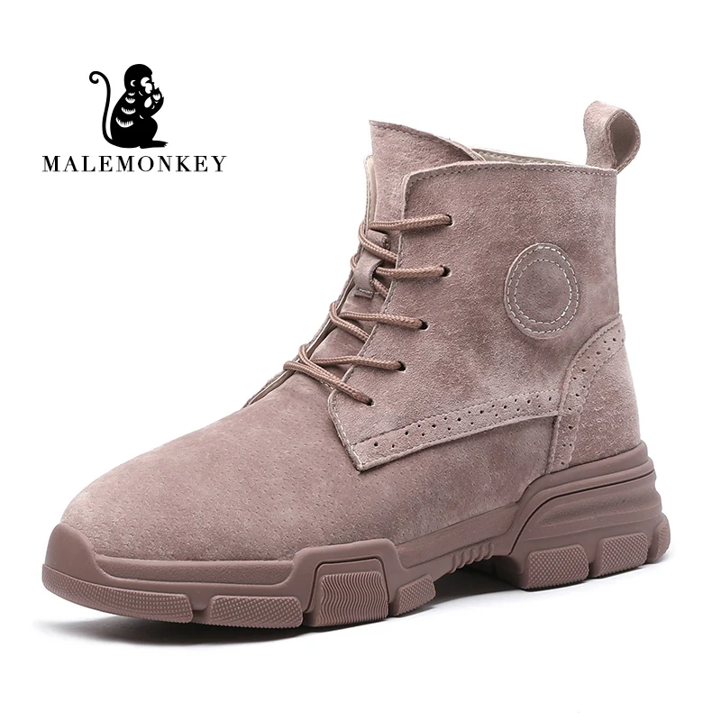 

Malemonkey Size35-40 Lace-up Round Toe Lady Martin Boots Ankle Winter Three-Colour Shoes Woman