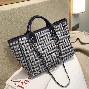 

New Hot Sale Women's Handbags Large Capacity Women Handbags Checkered Chain Shoulder Bag