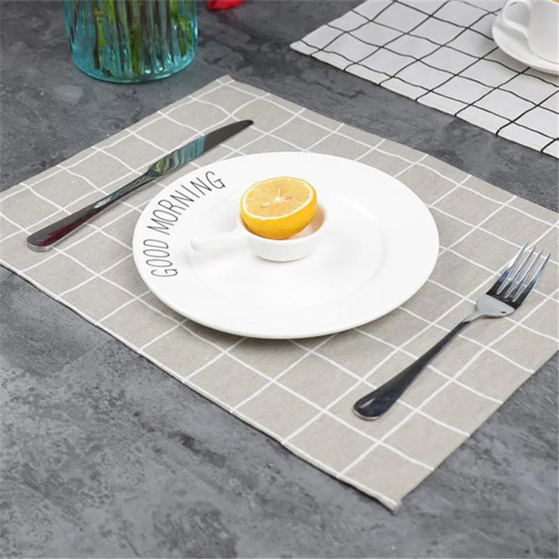 B 1PCS 30x40cm 30x40cm Geometry Square Simple Classic Quality Table Napkin Towels Dining Table Mats Cotton Place Mats Plate Mat Coasters - Цвет: B 1PCS 30x40cm