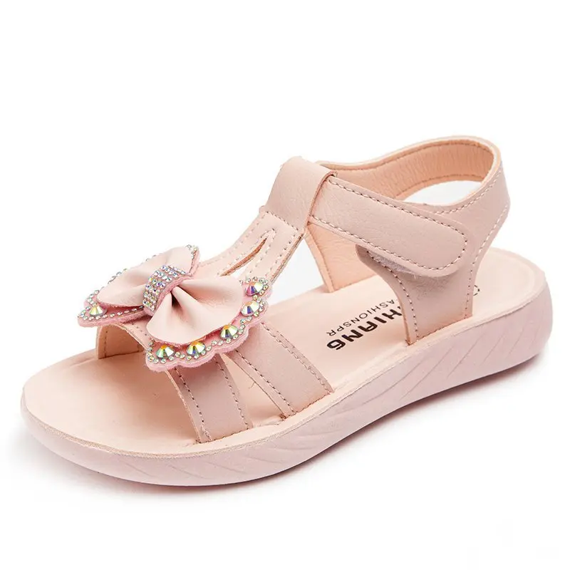 2021 Cool Summer Children's Slippers Kid Girls Cute Beach Sandals Bowknot Slippers Flip Flops Shoes Flower Flats Heels Shoes