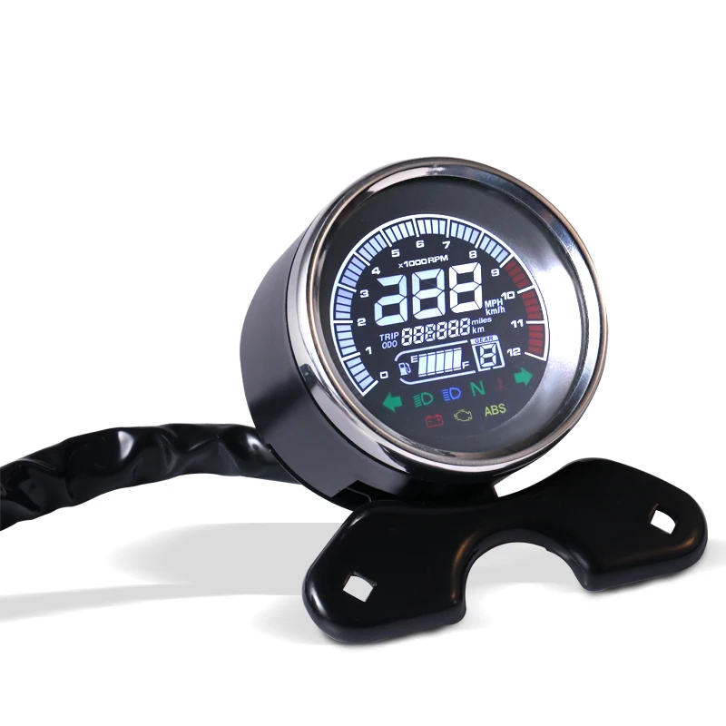 12V LCD Motorcycle LED Digital Odometer Speedometer Tachometer For ...