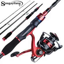 Sougayilang 1,8 м 2,1 м Приманка Удочка комбинированная 4 секции углеродное волокно Удочка с 13+ 1BB спиннинговые Катушки для путешествий Рыбалка