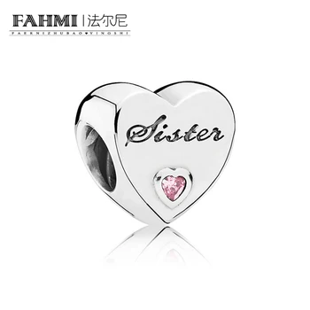 

FAHMI 100% 925 Sterling Silver 1:1 Authentic 791946PCZ SISTER'S LOVE CHARM Bracelet Original Women Jewelry