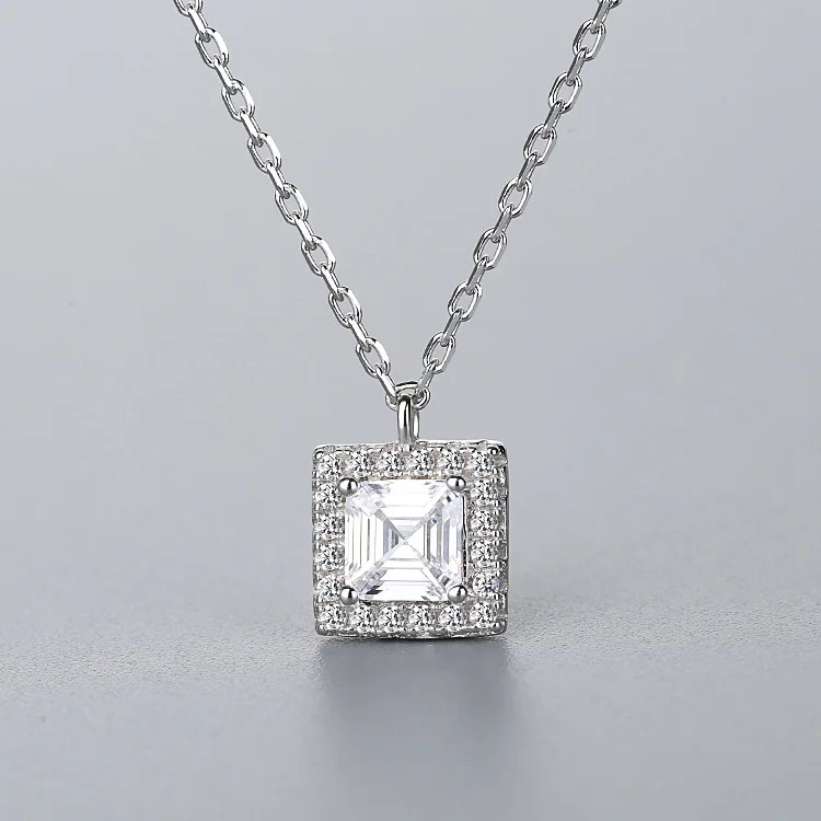 

CMajor Sterling Silver Jewelry European and American Style Fashion Temperament Solid Geometric Square Chain Necklace for Women