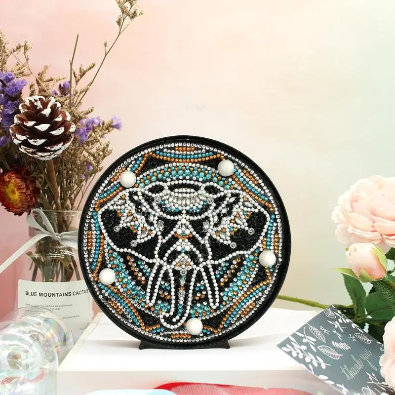 Круглый DIY Мандала пейзаж алмазная живопись светильник DIY лампа с вышивкой полная специальная дрель светодиодный круглый блестящий бисер