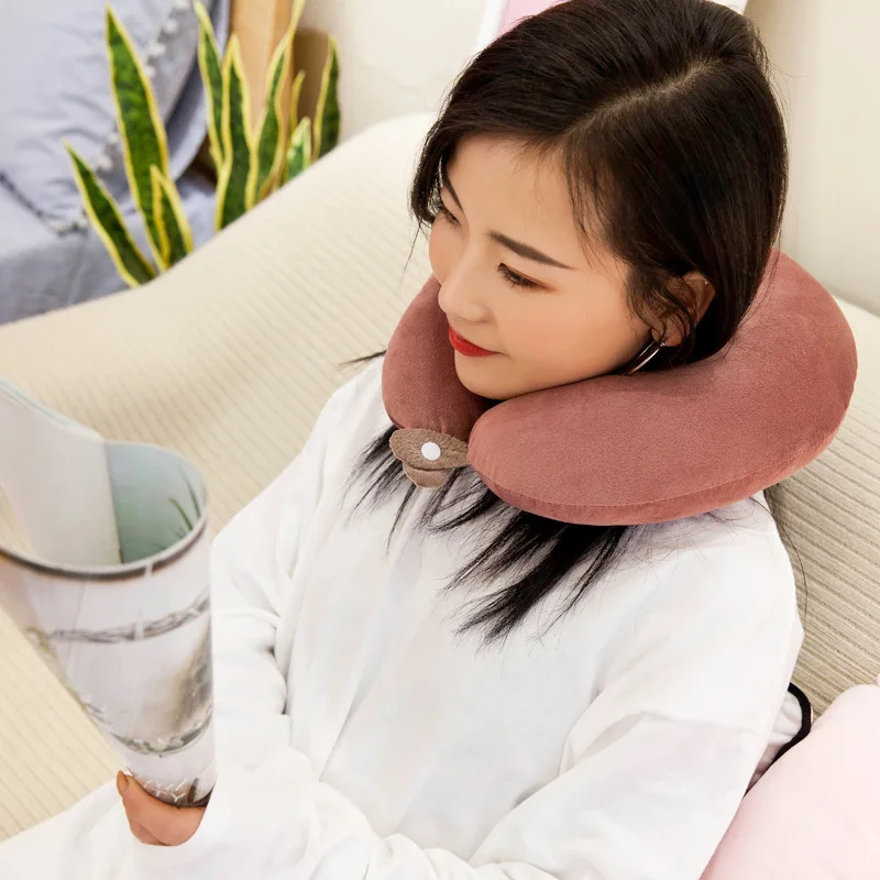 

Solid Color Neck Pillow U-Shaped Car Travel Pillow Neck bao hu zhen Office Nap Neck Pillow Activity Gift Customization Logo