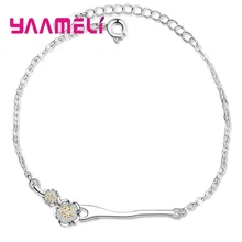 Чистый металл 925 пробы Серебряный браслет браслеты для свадьбы помолвки цветок сливы дизайн невесты свадебные украшения