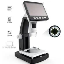 MUSTOOL 1000X цифровой микроскоп 4,3 дюймов HD 1080P портативный настольный ЖК-цифровой микроскоп регулируемый 10 языков 8 светодиодный G710
