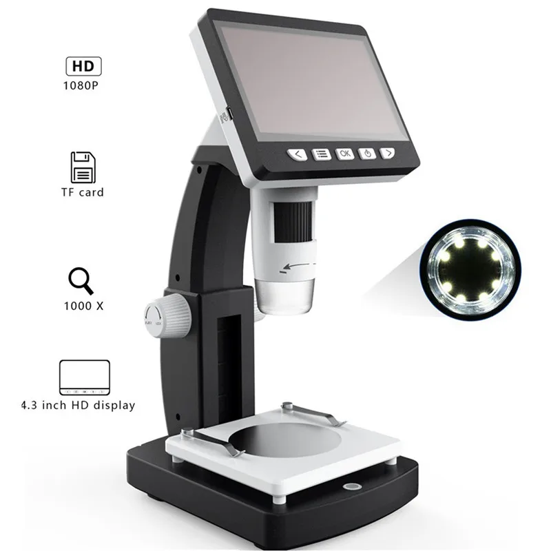  MUSTOOL 1000X Digital Microscope 4.3 inches HD 1080P Portable Desktop LCD Digital Microscope Adjust