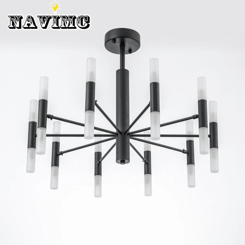 

European Modern Simple Rod Tube LED Chandelier Living Room Bedroom Decoration Lamp