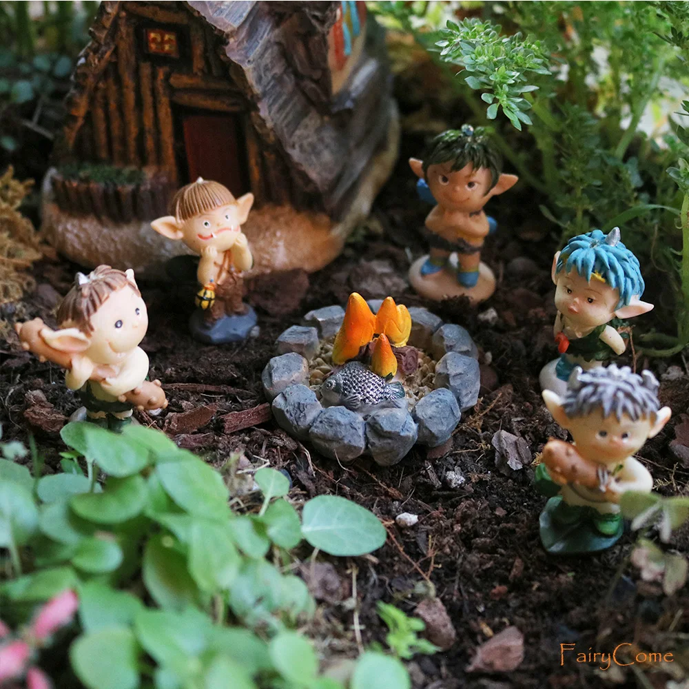 Set of Miniature Garden Mini Elves Resin Forest Tiny Pixie Fairy