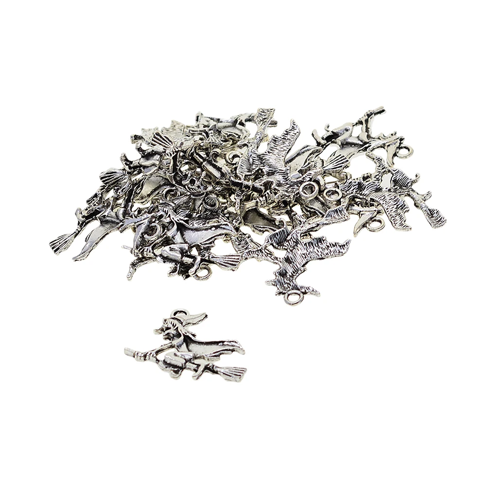 20Pcs Craft Supplies Halloween Flying Witch DIY Jewelry Making Charms Pendants Accessory For DIY Necklace Bracelet