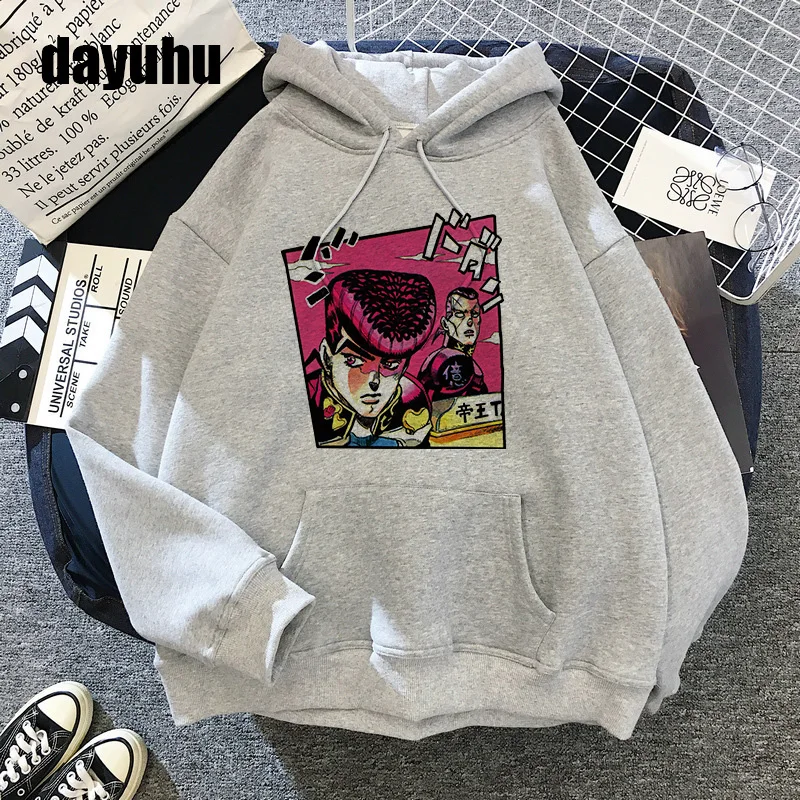 

Japanese Anime Jojo Bizarre Adventure Winter Hoodie Men Manga Jojo Funny Cartoon Sweatshirt Streetwear Graphic Casual Hoody Male