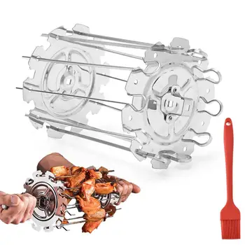 

Stainless Steel Grilled Cage BBQ Roaster Barbecue Kebab Maker Meat Skewer Machine BBQ Grill Kitchen Air Fryer Accessories