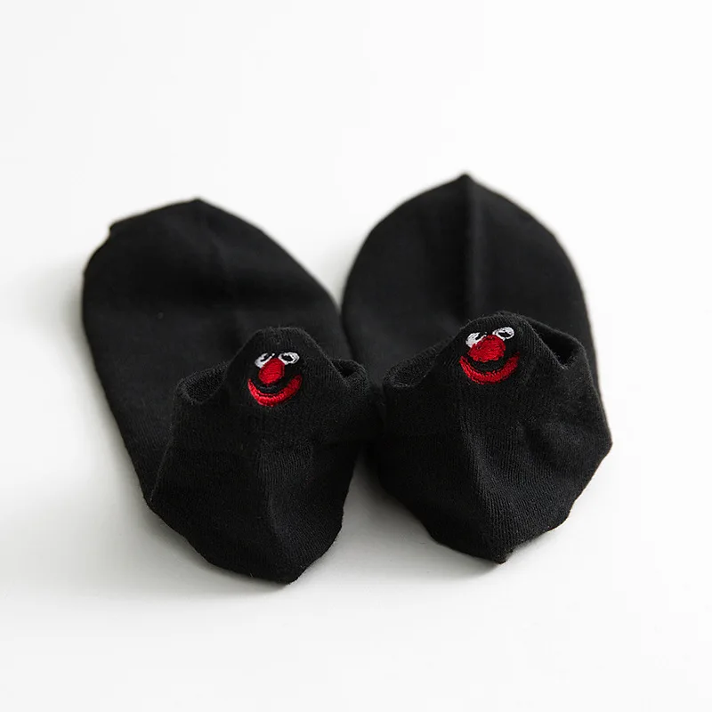 Dropshopping Kawaii вышитые экспрессии ярких цветов женские носки счастливые модные девушки лодыжки забавные женские хлопковые летние носки - Цвет: Eye Black