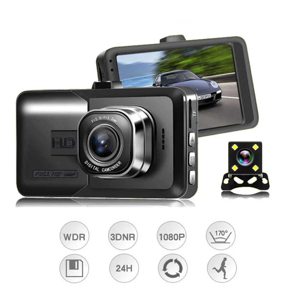 3 &quotАвтомобильный видеорегистратор FHD 1080 P Автомобильный с двумя объективами
