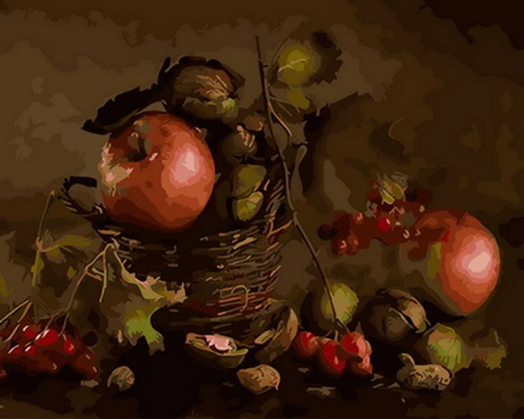 HUACAN краски по номерам яблочный Фруктовый Набор для рисования холст ручная краска ed DIY картины натюрморт искусство домашний Декор подарок - Цвет: SZHC1-3149