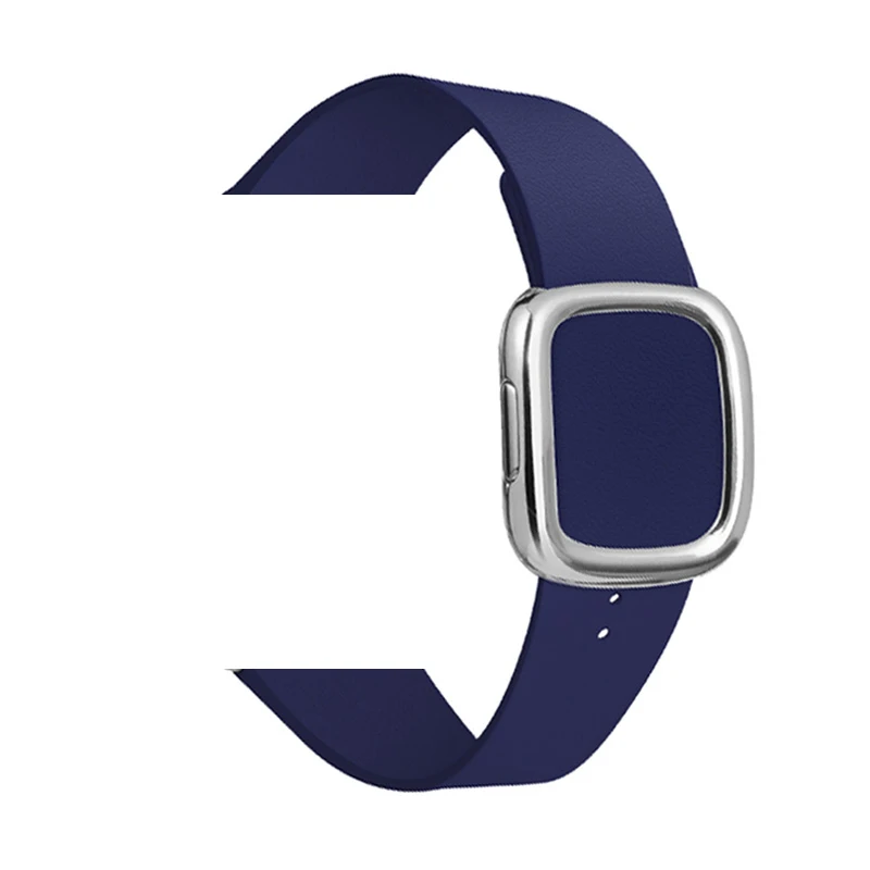 S navy blue Сменный Браслет из натуральной кожи 40 44 мм для Apple Watch band 5 современный стиль петля ремешок аксессуары для IWatch 38 42 мм 4 3 2 - Цвет ремешка: S navy blue