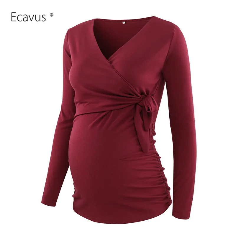 

Maternity Blouses With Side Lace up Cross Breastfeeding Maternity Clothes Pregnancy Nursing Classic Fashion Comfortable Tops