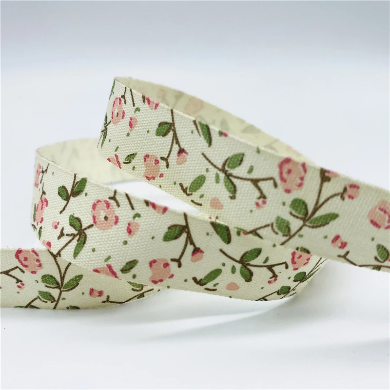 Cotton Ribbon 5yards/Lot 15mm Handmade Design Printed Christmas Ribbon for Apparel Sewing Fabric DIY Christmas Decoration