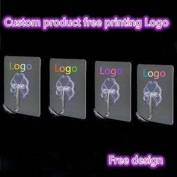 

100-500pcs customize products Free print logo Strong Transparent Self Adhesive Door Wall Hangers Suction Cup Sucker Wall Hooks
