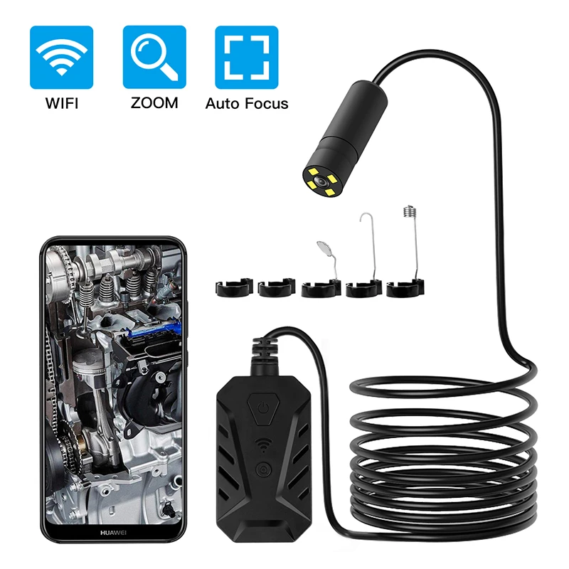 

Wireless Autofocus Endoscope WiFi Borescope Inspection 5MP HD 2594*1944 Semi-Rigid Snake Camera Endoscope With 2300mA Battery