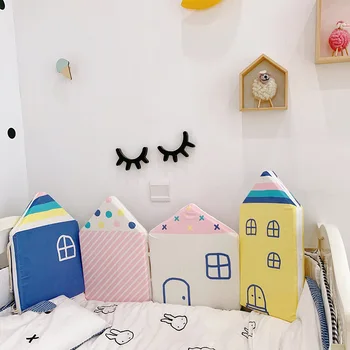 

INS Baby Crib Bumper For Newborns Nordic Small House Bed Cushion Protector Infant Cot Around Pillow Baby Room Decor For Girl Boy