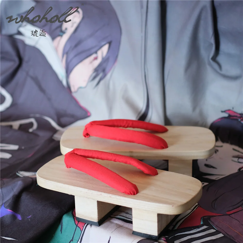 Cosplay shoes Man samurai cos geta Japanese wood clogs shoes summer flat slippers man women unisex flip flops slippers cosplay shoes