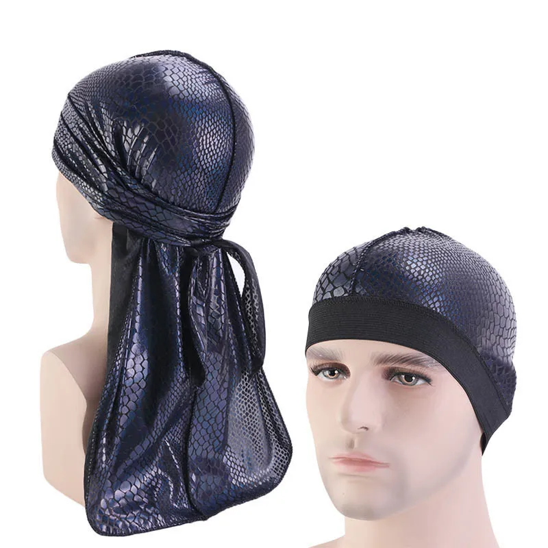 

New Unisex Silky Durag Long Tail And Wide Straps Waves for men Bonnet Cap Sleeping Hat