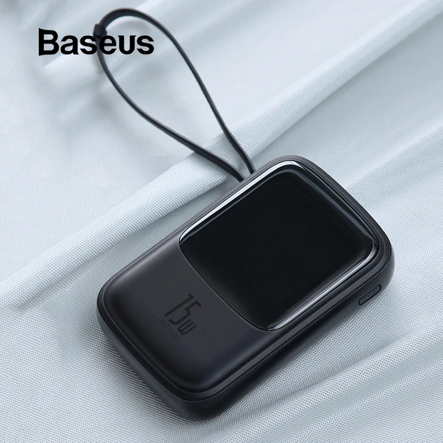 $US $16.71  Baseus Mini 10000mAh Power Bank With Cable Digital Display 3A Quick Charge For iPhone External Batt