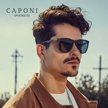 Мужские поляризованные солнцезащитные очки CAPONI, TR материал, оправа, фотохромные Винтажные Солнцезащитные очки, классический стиль, черные оттенки, мужские UV400, BS602
