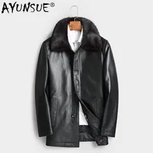 AYUNSUE, мужская кожаная куртка, овчина, пальто, зимний пуховик из натуральной кожи, мужской норковый меховой воротник, Jaqueta De Couro 1707