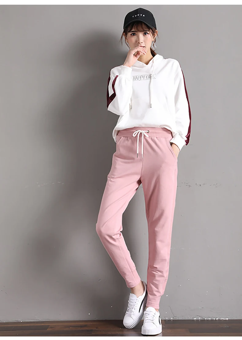 Sweatpants For Women Elastic Waist With Drawstring Lady Trousers Streetwear Pantalones De Mujer Pockets Sashes New Ladies Pants