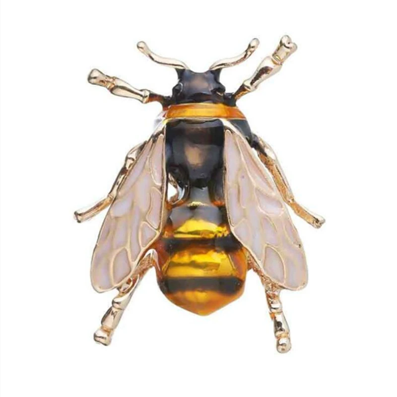 Эмаль Шмель броши для мужчин и женщин желтая пчела насекомое Рождественская брошь в подарок брошь для банкета булавки - Окраска металла: black