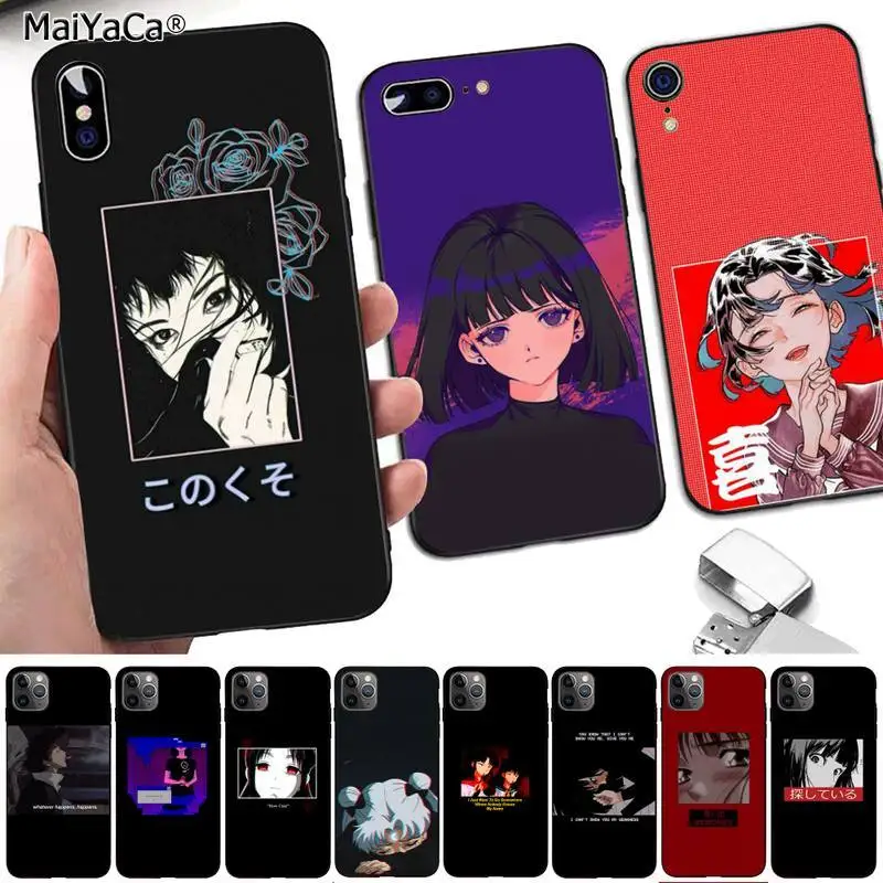 MaiYaCa Sad Anime Vaporwave Aesthetic DIY phone Case cover Shell for iPhone 8 7 6 6S Plus X 5 5S SE 2020 XR 11 pro XS MAX MaiYaCa Sad Anime Vaporwave Aesthetic DIY phone Case cover Shell for iPhone 8 7 6 6S Plus X 5 5S SE 2020 XR 11 pro XS MAX