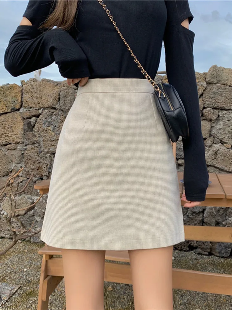 

A- line Skirt Children 2019 New Style Autumn High-waisted Slim Fit Solid Color Skirt Slimming Anti-Exposure Short Skirt Fashion