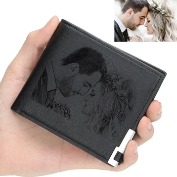

Custom Wallet Men Personalized Gifts for Dad From Daughter Photo Bifold Engraved for Men PU Leather Purse for Him/Her/Husband