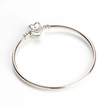 

Authentic 925 Sterling Silver Creative Heart Button Classic Heart-shaped Fashion Pan Bracelet Fit Charm Bracelets Women Jewelry