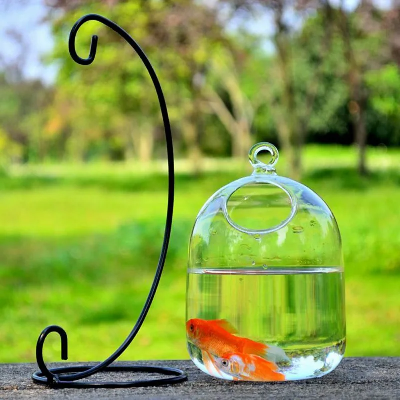 

Mini Durable Hanging Ball Terrarium with Bent Stable Stand Glass Fish Tank Flower Vase Plant Bottle Garden CM