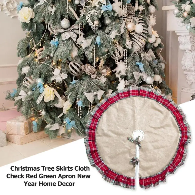 Рождественская елка юбки с вышивкой Нетканые/ткань чекер прекрасный узор решетки ковер Домашняя вечеринка, праздник украшения