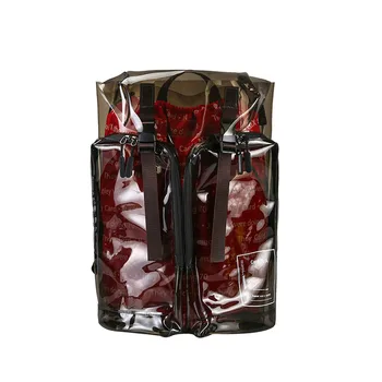 

Transparent Backpack Men Red PVC Travel Backpacks Large Capacity College Students Fashion Letter Couple Back Pack Women Bag #NEW