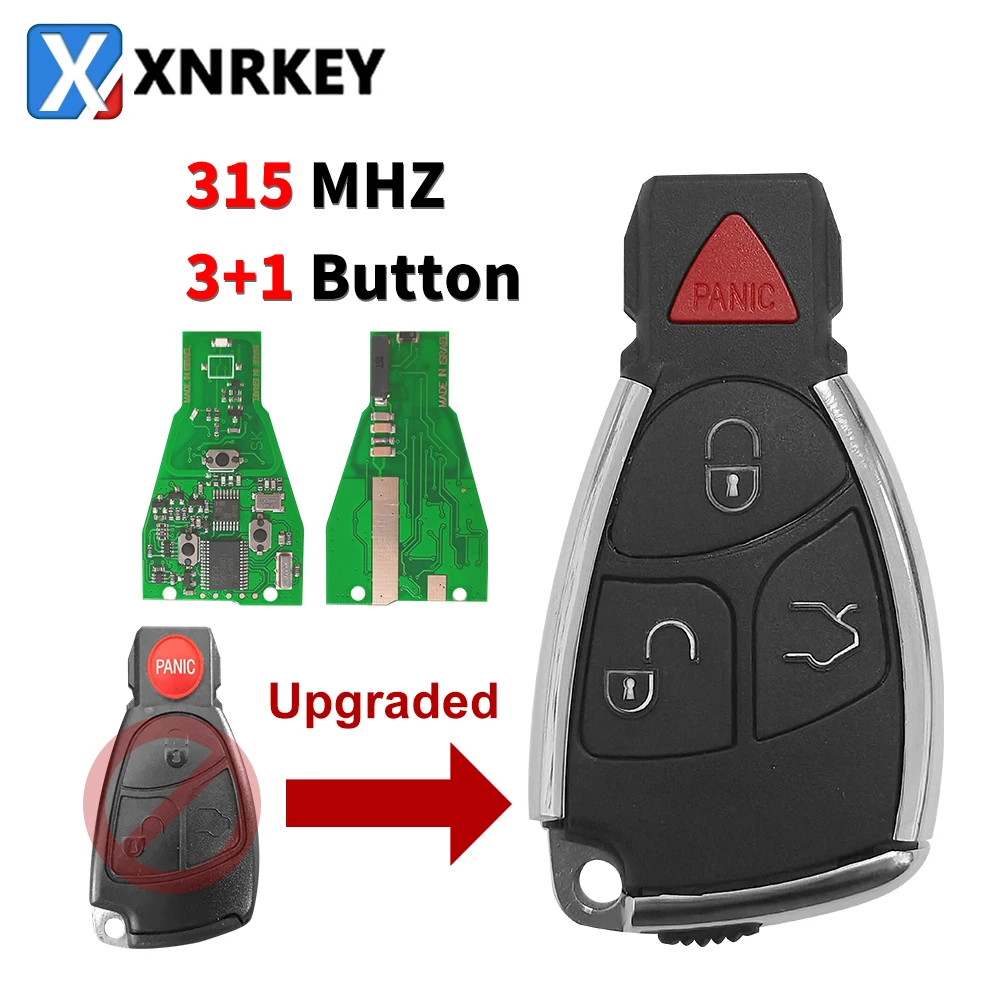 XNRKEY Modified 3+1 Button Car Remote Key 315Mhz for Mercedes Benz B C E ML S CLK CL Class W203 W204 W210 W211 W212 Chrome Style nec system 3 button remote car key fob 433mhz 2 battery for mercedes benz a b c e s class w203 w204 w205 w210 w211 w212 w221