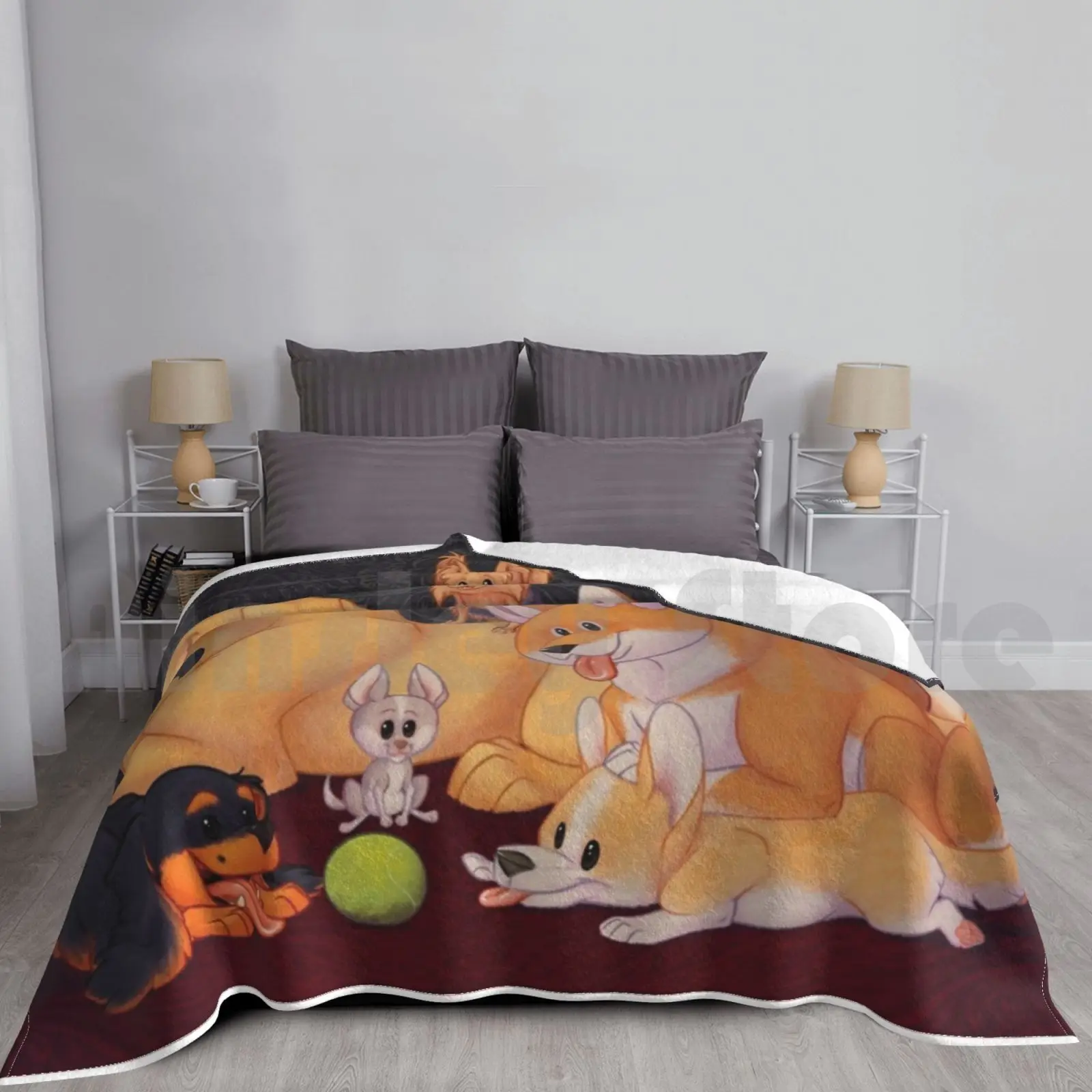 Pupper Ritratto Coperta Per Divano Letto Viaggio Doggo Doggie Dog Pup Pupers Pooch Poochie Pack Cani Cuccioli Cuccioli