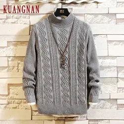 KUANGNAN однотонный полосатый вязанный зимний свитер мужской пальто пуловер и свитер для мужчин зимние мужские свитера для 2019 осень XXL Одежда