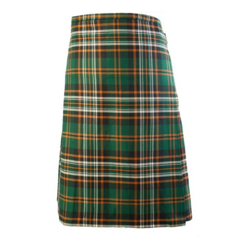 Шотландская Мужская Kilt традиционный ремень в клетку плиссированная Двусторонняя цепь коричневый готический панк шотландская клетка брюки юбки хит