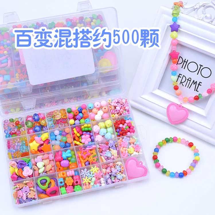 500pcs DIY Handmade Beaded Toy with Accessory Set Children Creative Girl diy Weaving Bracelet Jewelry Making girl Toys - Цвет: 6