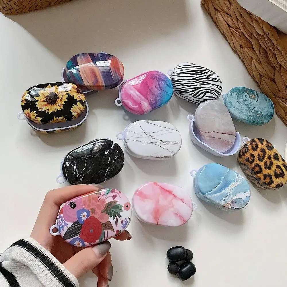 

Luxury Earphone accessories Cover For Xiaomi Redmi Airdots Case Marble PC hard shell Protection Cover Leopard Printwith Keychain