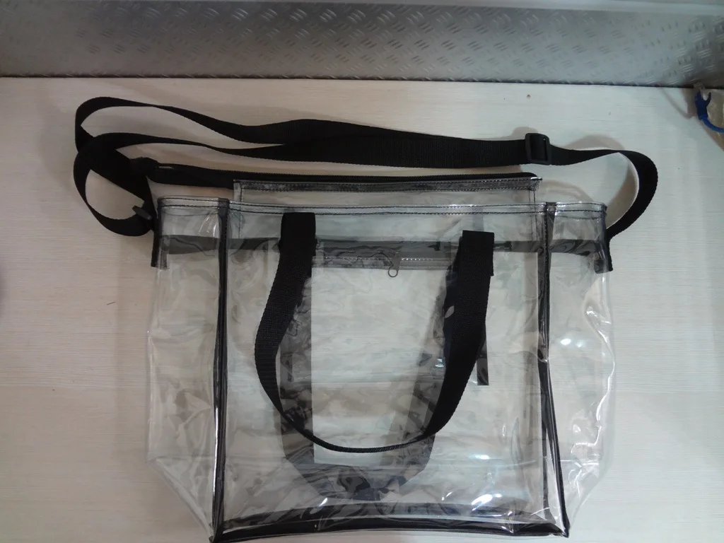 

30*30*14 Environmentally Friendly Non-toxic Pvc6p Zipper Plastic Transparent Hand Beach Bag