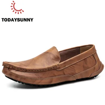 

Fashion Loafers Shoes Men Handmade Casual Moccasins Sneakers Split Leather Black Driving Shoes Men Luxury Brand Boat Shoes 38-48