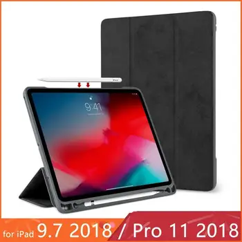 

For iPad 2018 9.7 Case for iPad Pro 11 Case with Pencil Holder Soft Silicone Back Trifold Stand for iPad 9.7 2018 Funda Coque